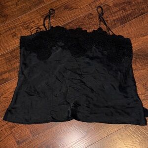Black Sleep Cami with Lace Detail